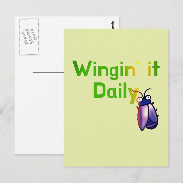Postal Wingin It Daily Funny Bug Humor (Anverso / Reverso)