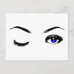 Postal Winking de ojos azules de bonito