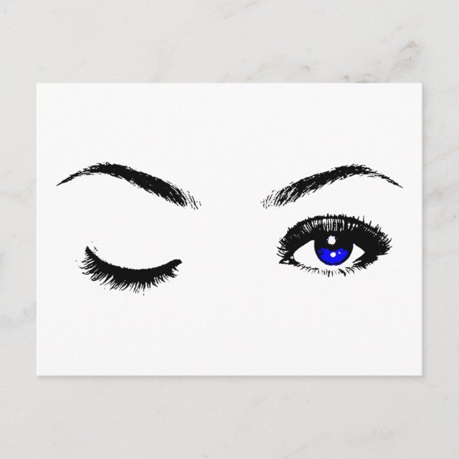 Postal Winking de ojos azules de bonito (Anverso)