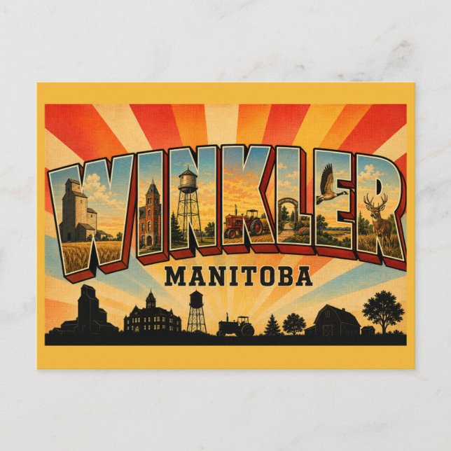 Postal Winkler Manitoba Ciudad de la Pradera (Anverso)