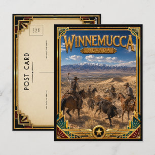 Postal Winnemucca Nevada Vintage Art Deco Edad Dorada