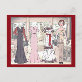 Postal Winnie, muñeca de papel estilo Art Deco Lady de 19