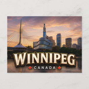 Postal Winnipeg Canadá Capital de la Pradera Río Viajes �