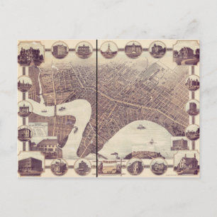 Postal Winnipeg Manitoba Canada BirdView Map 1884