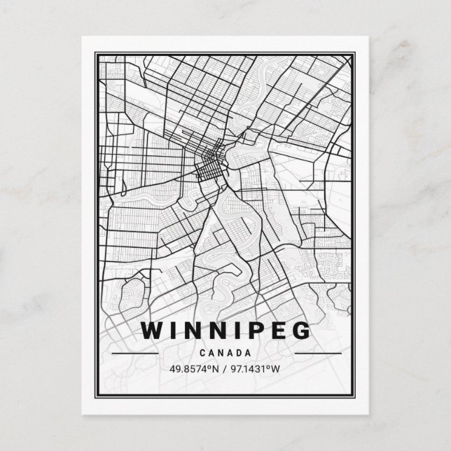 Postal Winnipeg Manitoba Columbia Canada Travel City Map (Anverso)