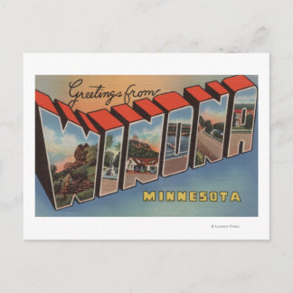 Postal Winona, Minnesota - Escenas de letras grandes