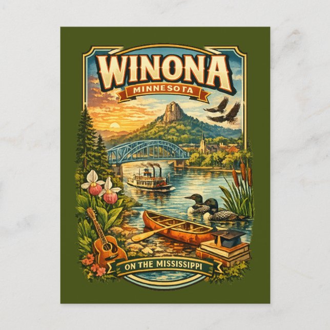 Postal Winona, MN Minnesota Unique Personalized Postcard (Anverso)