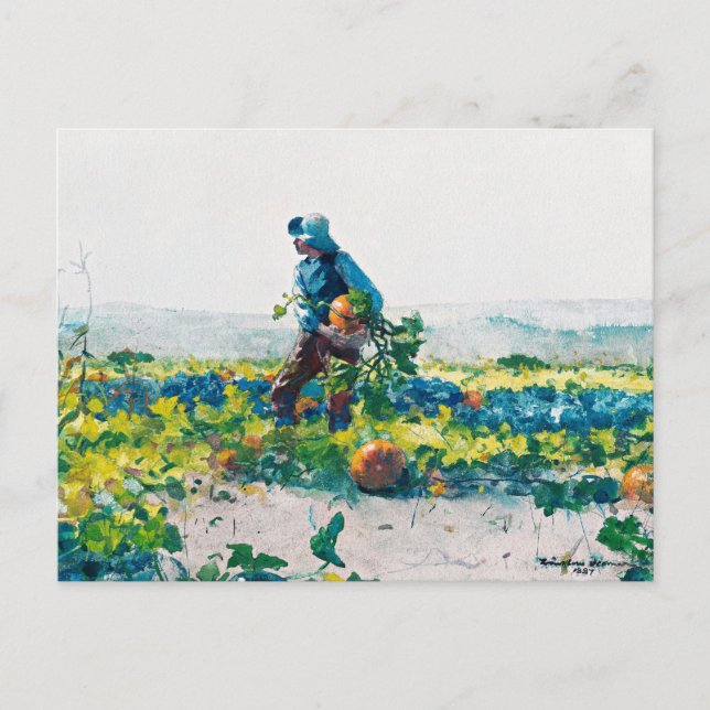 Postal Winslow Homer - Chico de un granjero, arte fino, (Anverso)