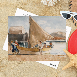 Postal Winslow Homer en el verano de Sailboat
