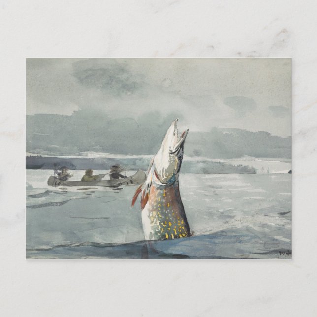 Postal Winslow Homer - Pike, Lago St. John (Anverso)