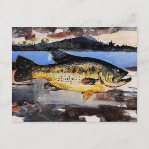 Postal Winslow Homer, pintura, Bass