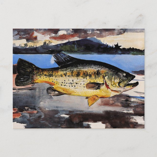 Postal Winslow Homer, pintura, Bass (Anverso)