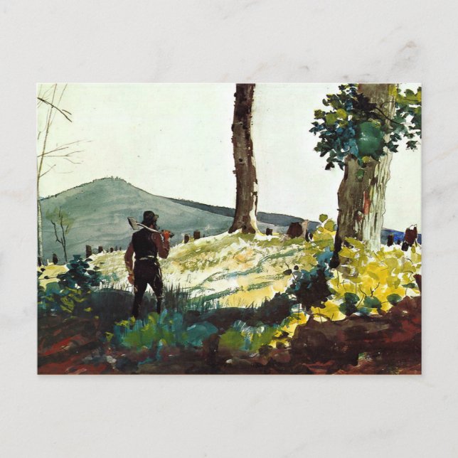 Postal Winslow Homer, pintura, El Pionero (Anverso)