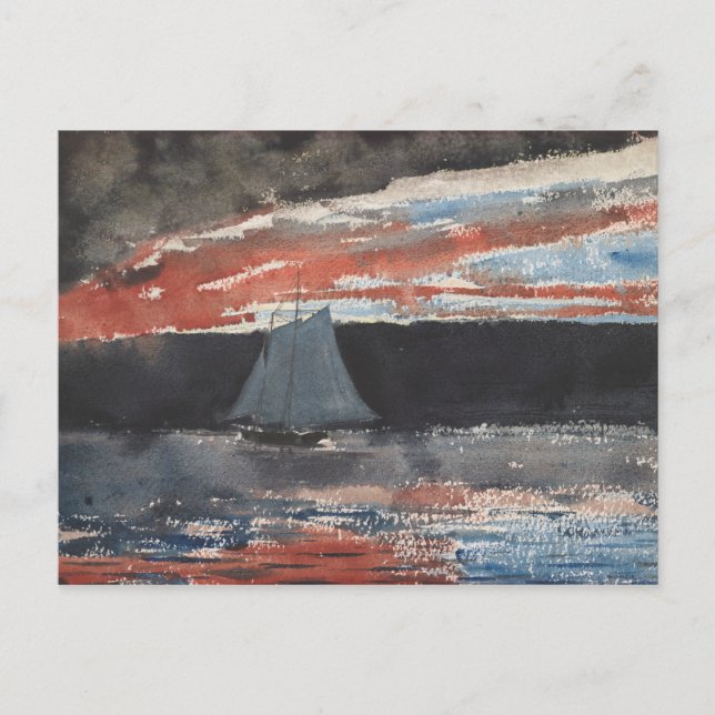 Postal Winslow Homer - Schooner at Sunset (Anverso)