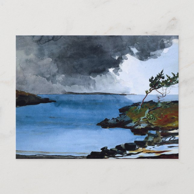 Postal Winslow Homer's "La próxima tormenta" (Anverso)