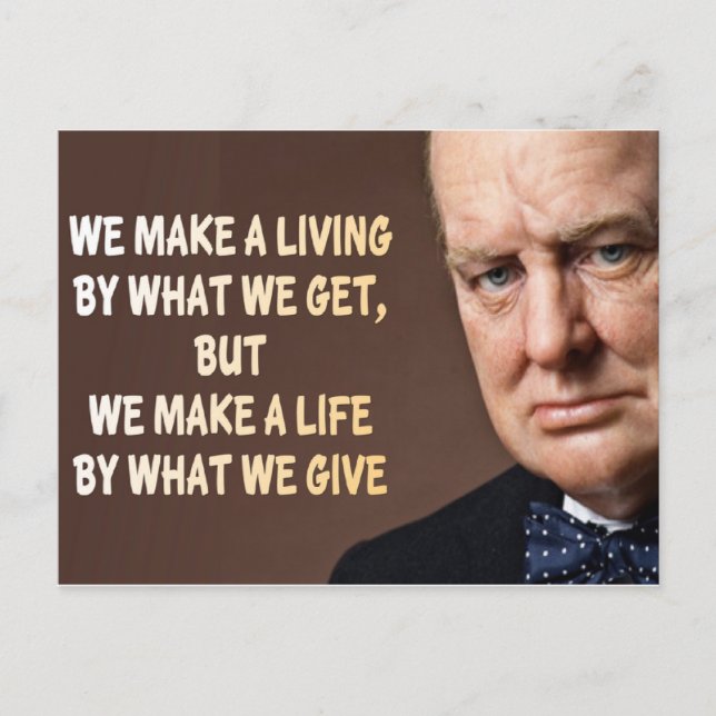 Postal Winston Churchill nos ganamos la vida (Anverso)