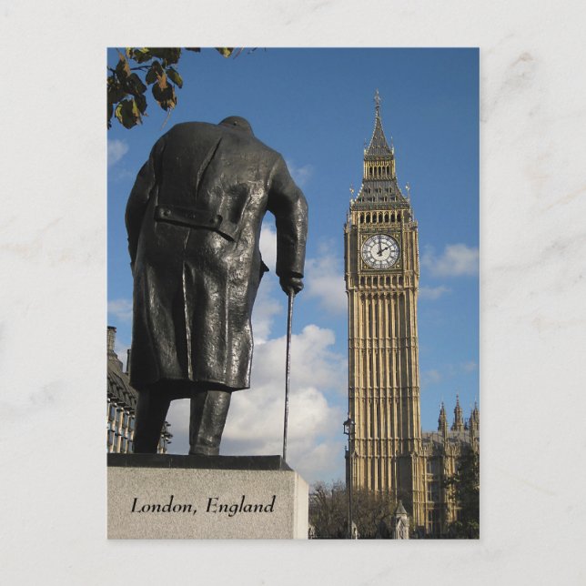 Postal Winston Churchill y Big Ben Postcard, Londres (Anverso)