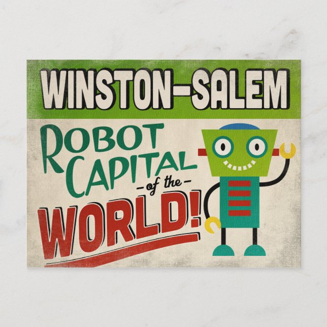 Postal Winston-Salem North Carolina Robot - Gracioso Vint (Anverso)