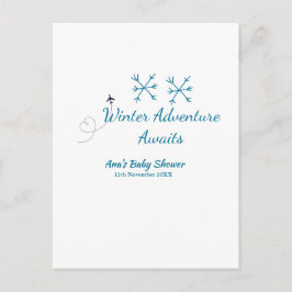 Postal Winter Adventure awaits baby shower blue snowflake