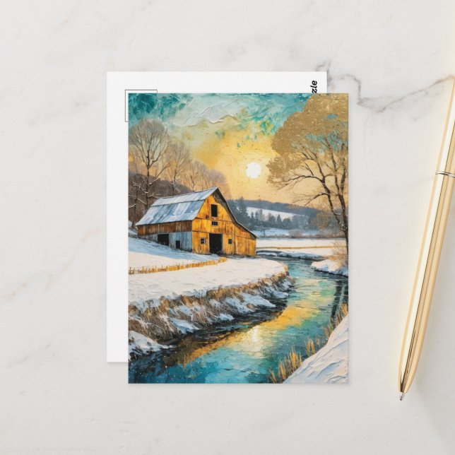Postal winter barn along the Stream (Anverso/Reverso In Situ)