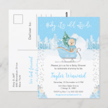 Winter Bear Blue Sleigh Baby Shower