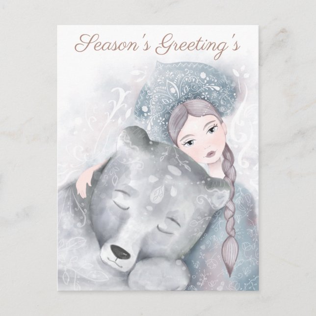 Postal Winter Christmas Snow Queen and Polar Bear (Anverso)