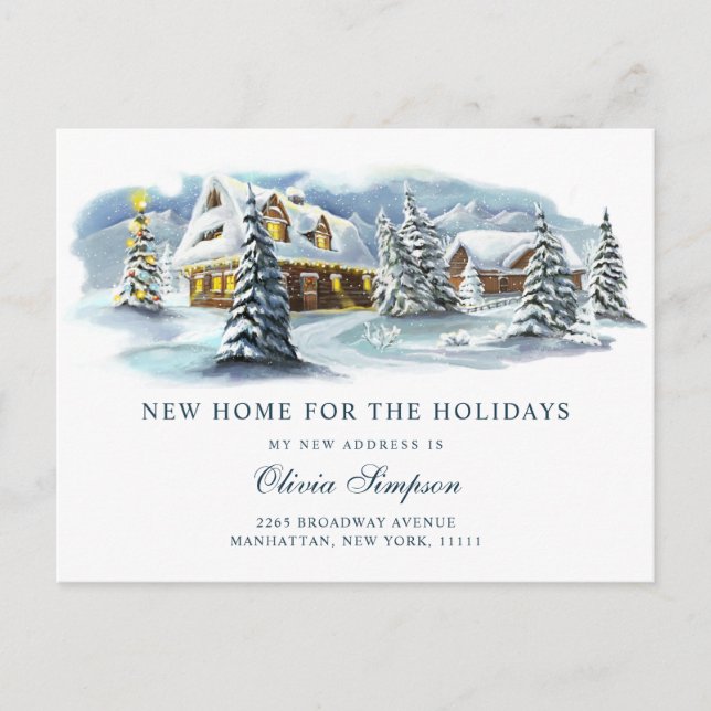 Postal Winter Country Christmas Moving Announcement (Anverso)