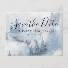 Postal Winter Forest Save The Date Postcard