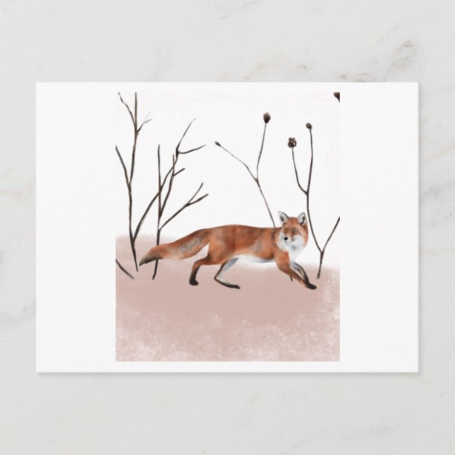 Postal Winter fox in watercolor painting (Anverso)
