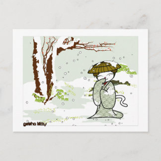 Postal Winter Geisha Kitty