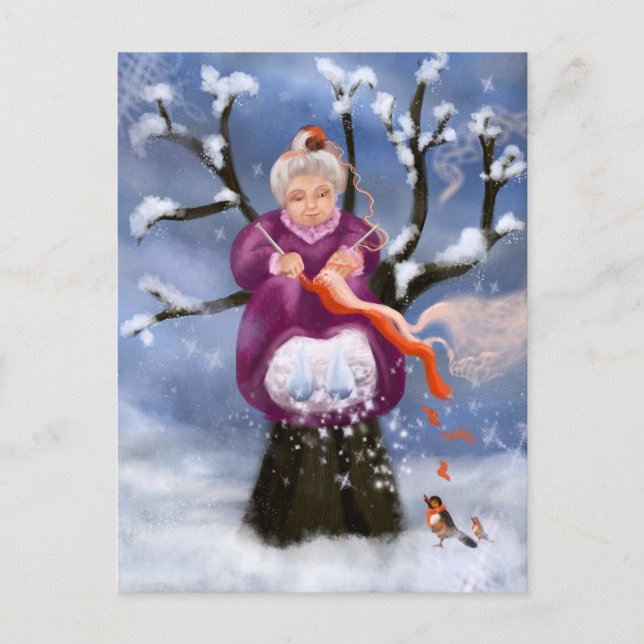 Postal Winter Granny Abuela de Inverno (Anverso)