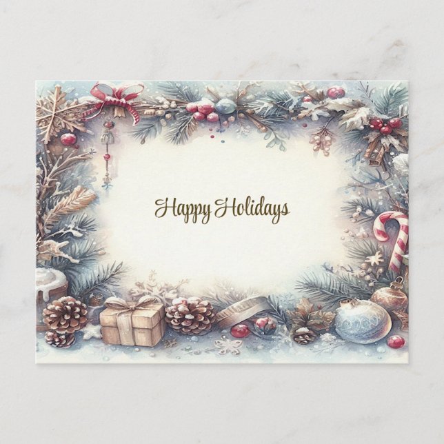 Postal Winter Holiday Frame Postcard (Anverso)