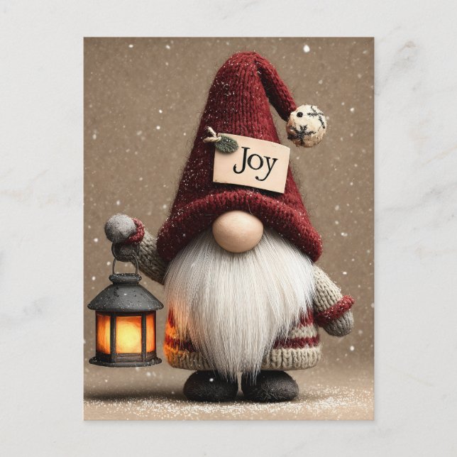 Postal WINTER JOY: Cute Knitted Christmas Gnome (Anverso)