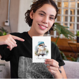 Postal Winter Kookaburra Deseos, personalizado