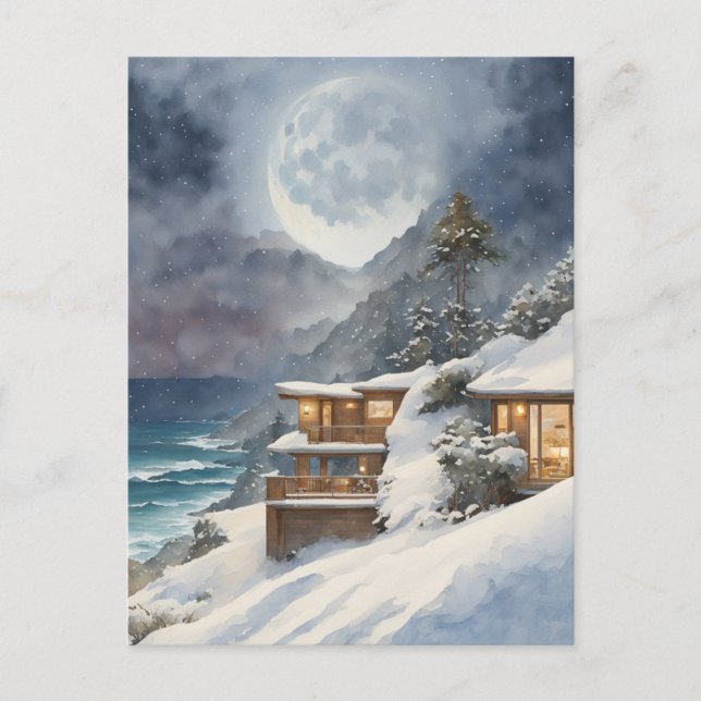 Postal Winter Moonrise Big Sur (Anverso)