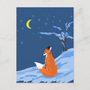 Postal Winter Night Fox