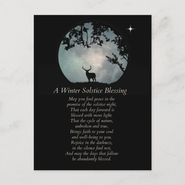 Postal Winter Solstice Blessings Elk and Moon (Anverso)