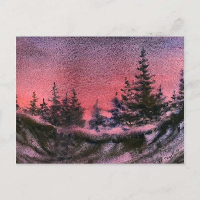 Postal "Winter Sunset" Country Road (Anverso)