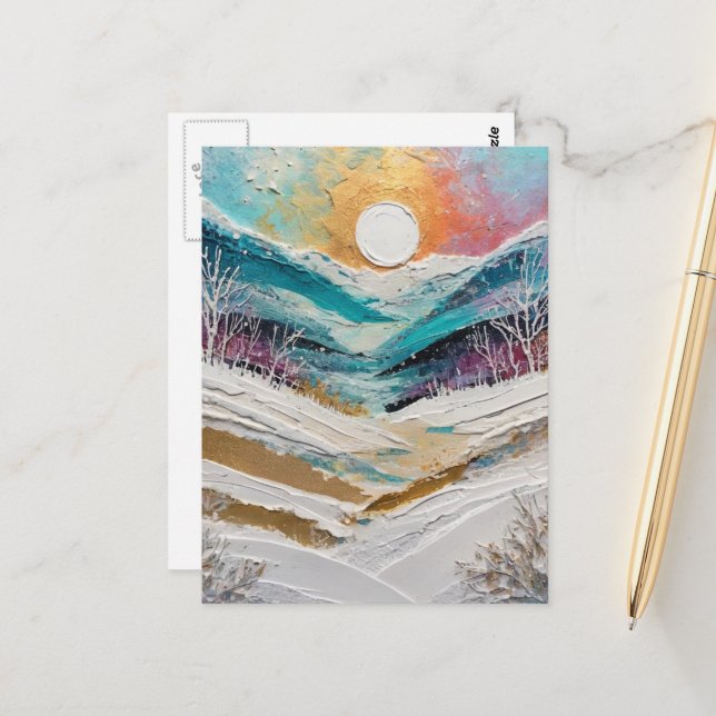 Postal Winter Trees and Snow Painting (Anverso/Reverso In Situ)