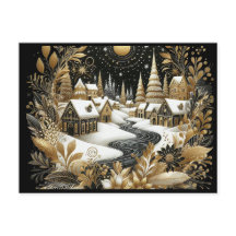 Winter village gold & black design