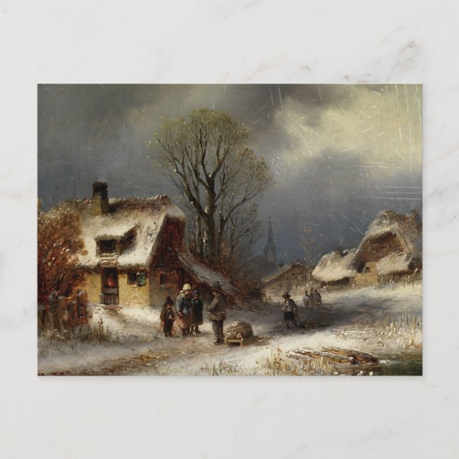 Postal Winter Village Scene - Winterliche Dorszene (Anverso)