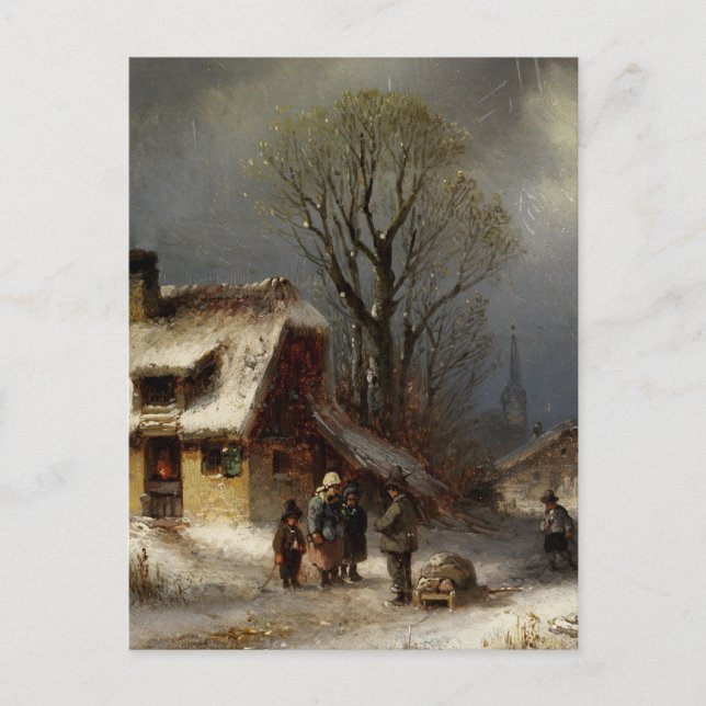 Postal Winter Village Scene - Winterliche Dorszene (Anverso)