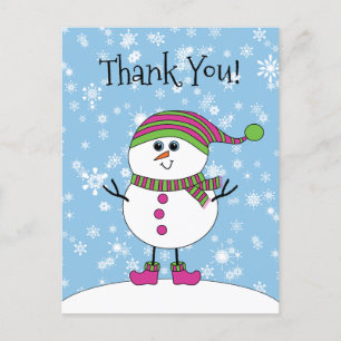 Postal Winter Whimsy Snowman Gracias