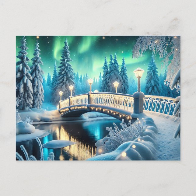 Postal Winter Wonderland Aurora: Arte puente Snowy (Anverso)