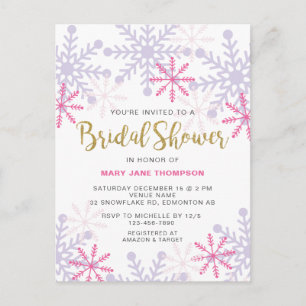 Postal Winter Wonderland Bridal Shower Snowflake Rosa