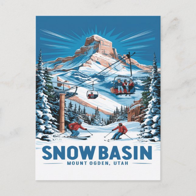 Postal Winter Wonderland en la cuenca de la nieve (Anverso)