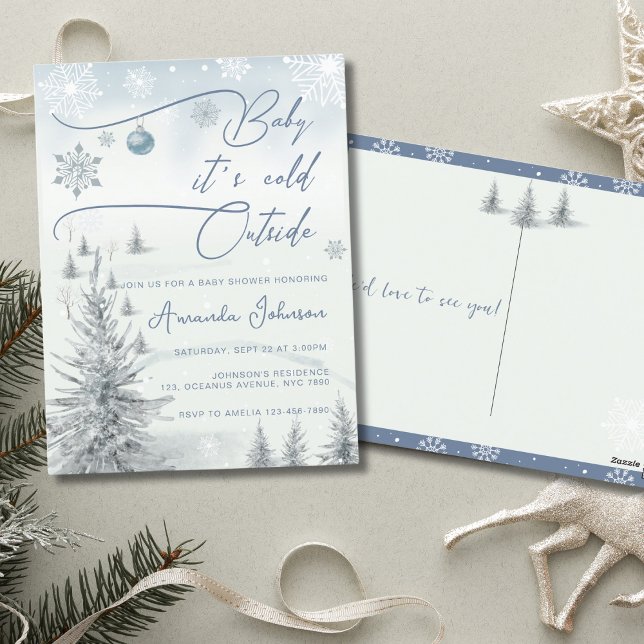 Postal Winter Wonderland es el frío fuera de Baby Shower (Subido por el creador)