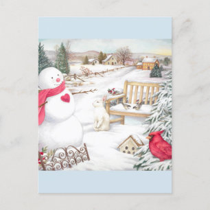 Postal Winter Wonderland ilustrado para hombres de nieve