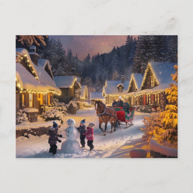 Postal Winter Wonderland Navidades Snowy Village (Anverso)