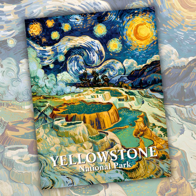 Postal Winter Yellowstone Mammoth Hot Springs Van Gogh (Winter Yellowstone Mammoth Hot Springs Van Gogh Postcard)